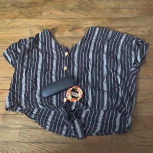 Striped button down crop top